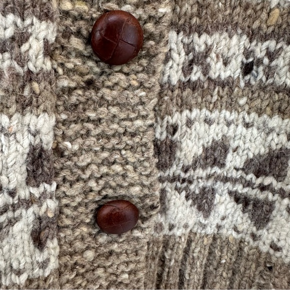 RALPH LAUREN Vintage Hand-Knit Deer Print 🦌 Shawl Cardigan Sweater Trees L ❄️ - Picture 4 of 6